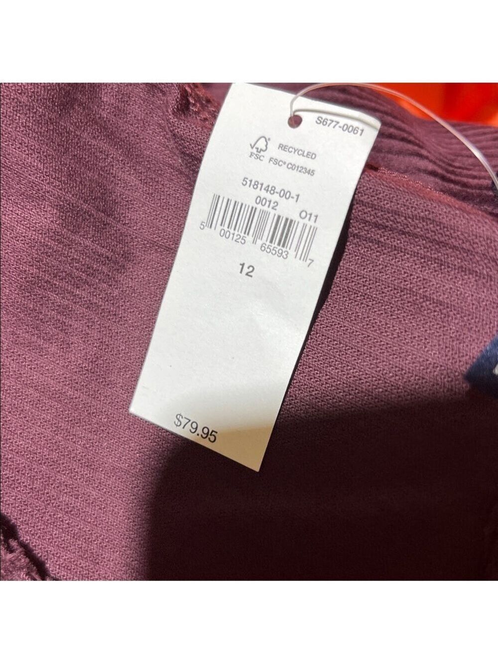 Gap Merlot Burgundy Corduroy Fall Mini Dress NWT 12 - Picture 3 of 3